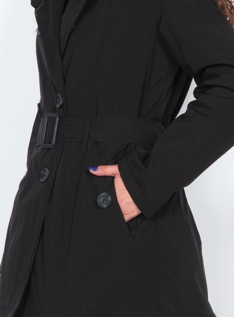 Chaqueta Trench Manga Larga con Capucha-2