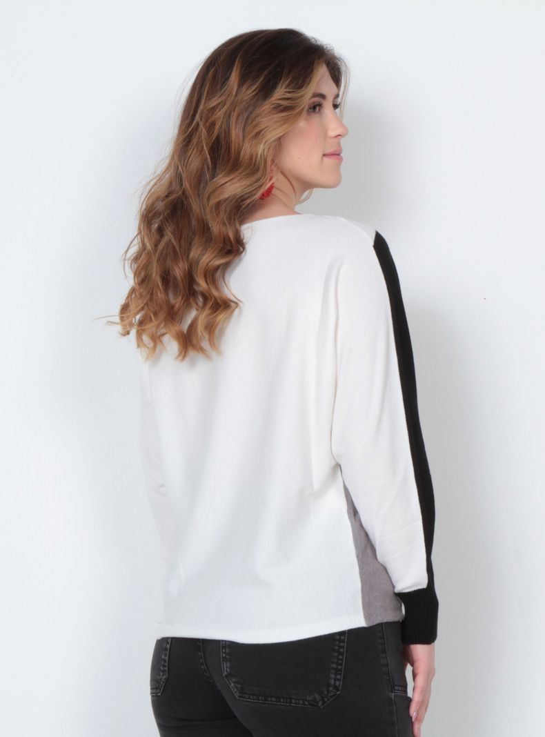 Sweater Manga Larga Escote Bote Asimétrico-1