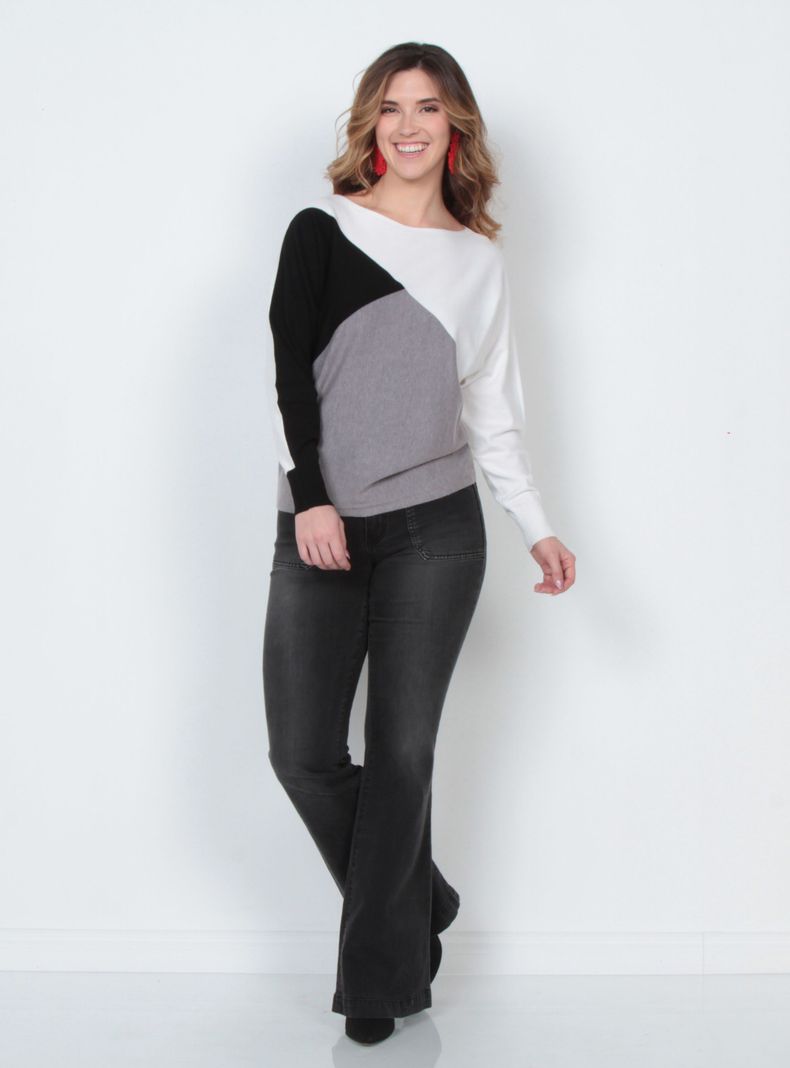 Sweater Manga Larga Escote Bote Asimétrico-3