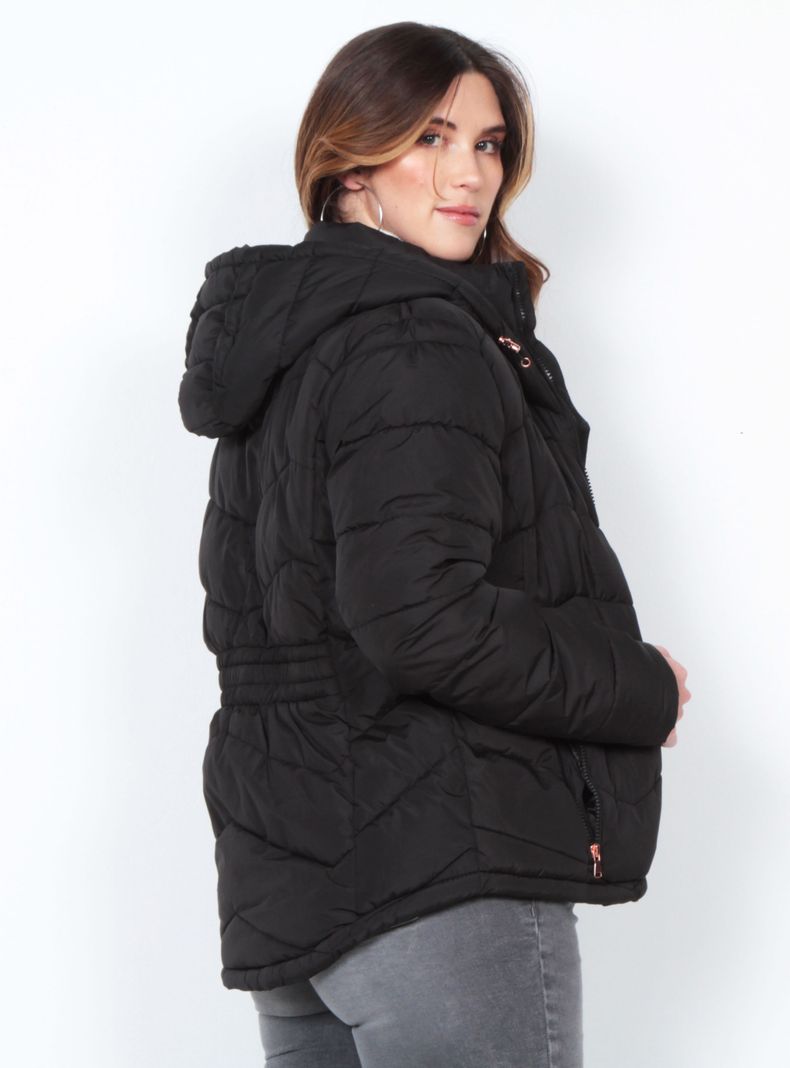 Parka Manga Larga Sólido-1
