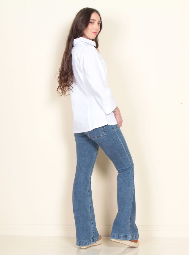 Blusa Manga 3/4 Abotonada en Delantero Tapetas-4