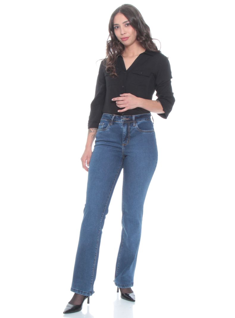 Jeans Boot Cut Tiro Alto Botón Push In Push Up-3