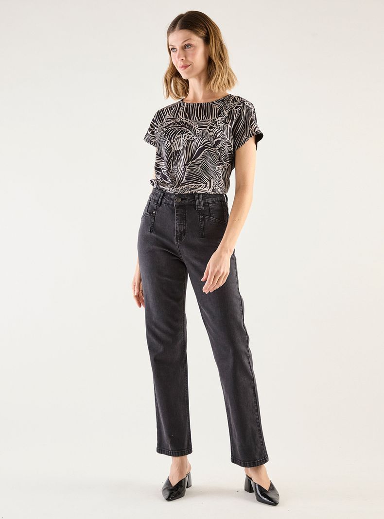 Jeans Liso de Tiro Alto Regular Fit-3