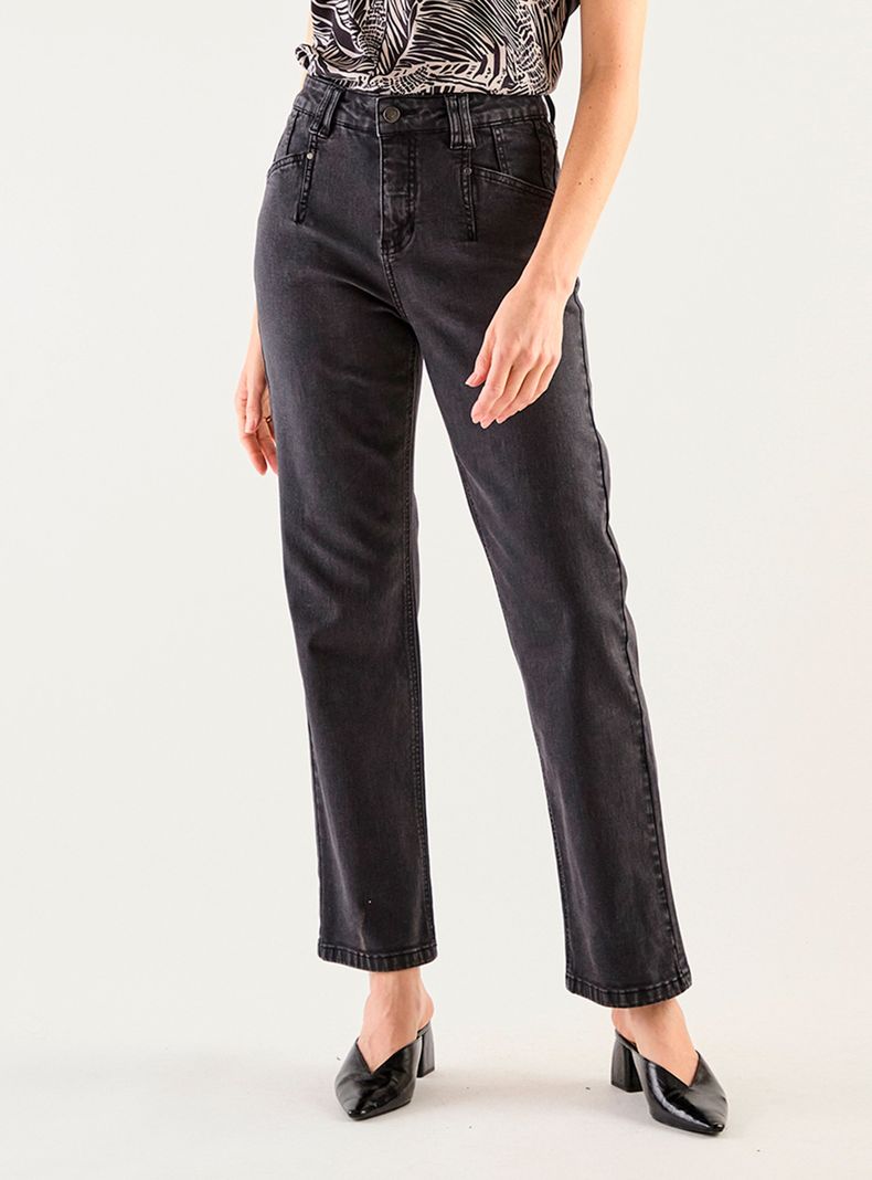 Jeans Liso de Tiro Alto Regular Fit-0
