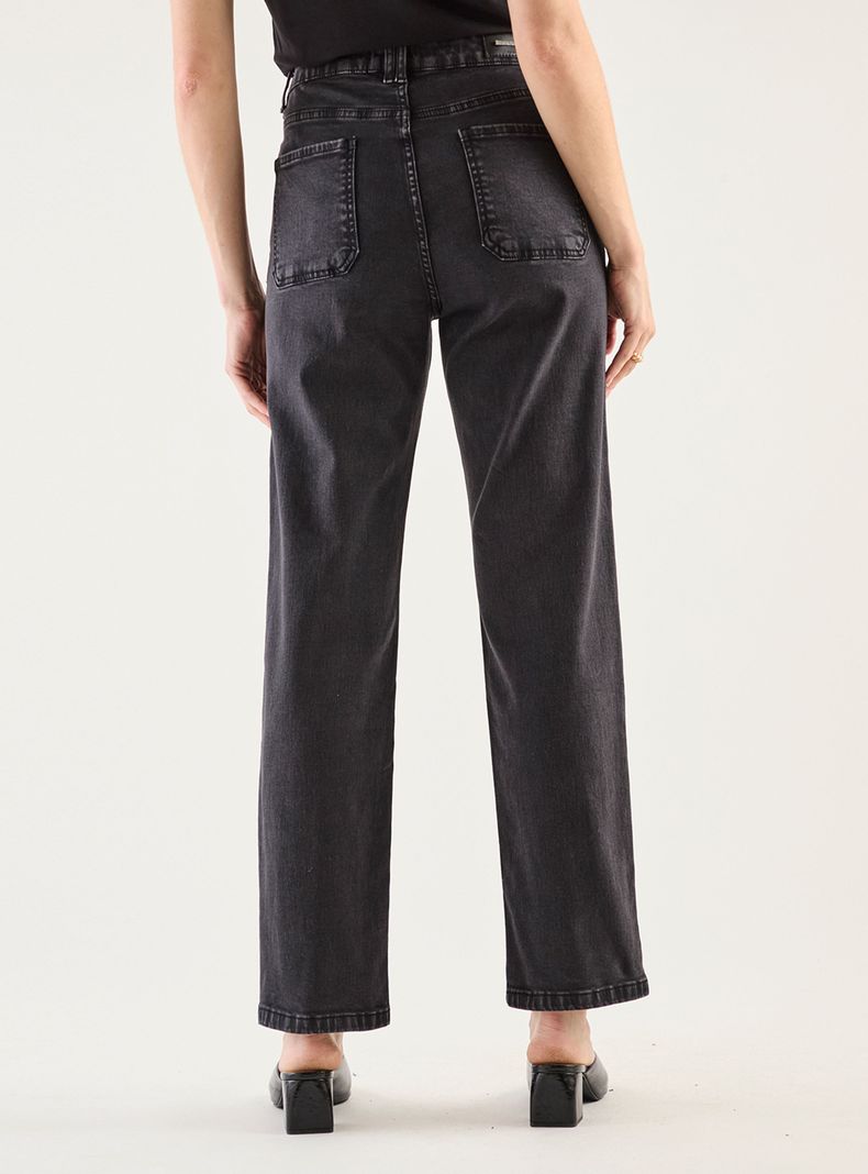 Jeans Liso de Tiro Alto Regular Fit-1