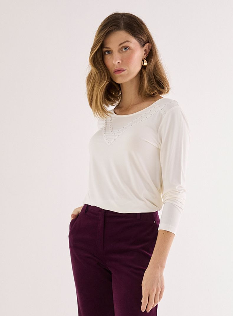 Polera Lisa Mini Tachas V-1