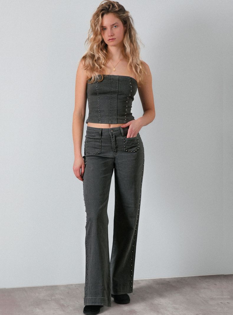 Top Strapless Tachas Gray-3