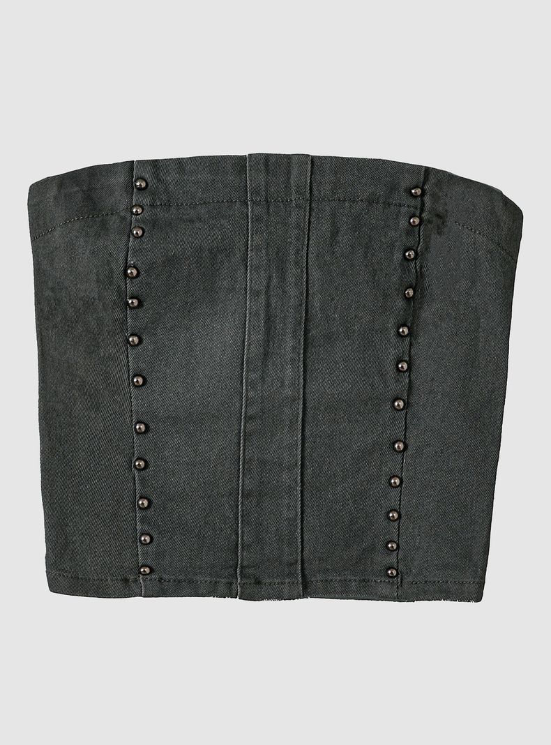 Top Strapless Tachas Gray-4
