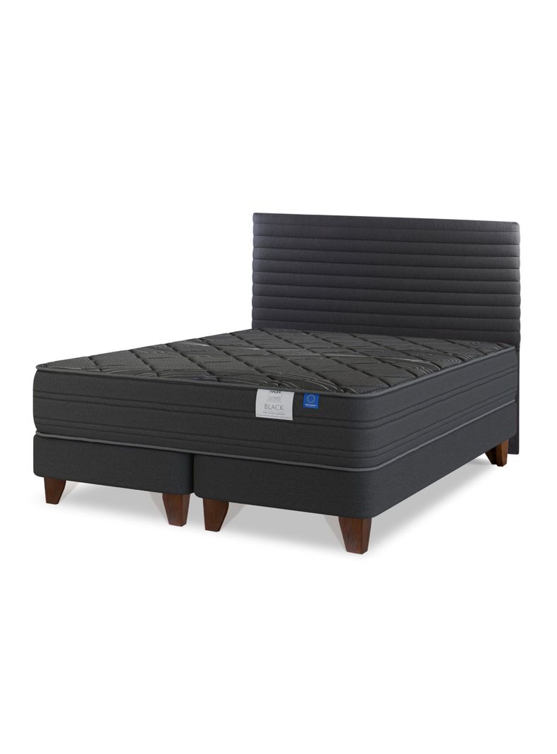 Cama Europea Black King 180 x 200 cm + Respaldo Modern Gráfito-0