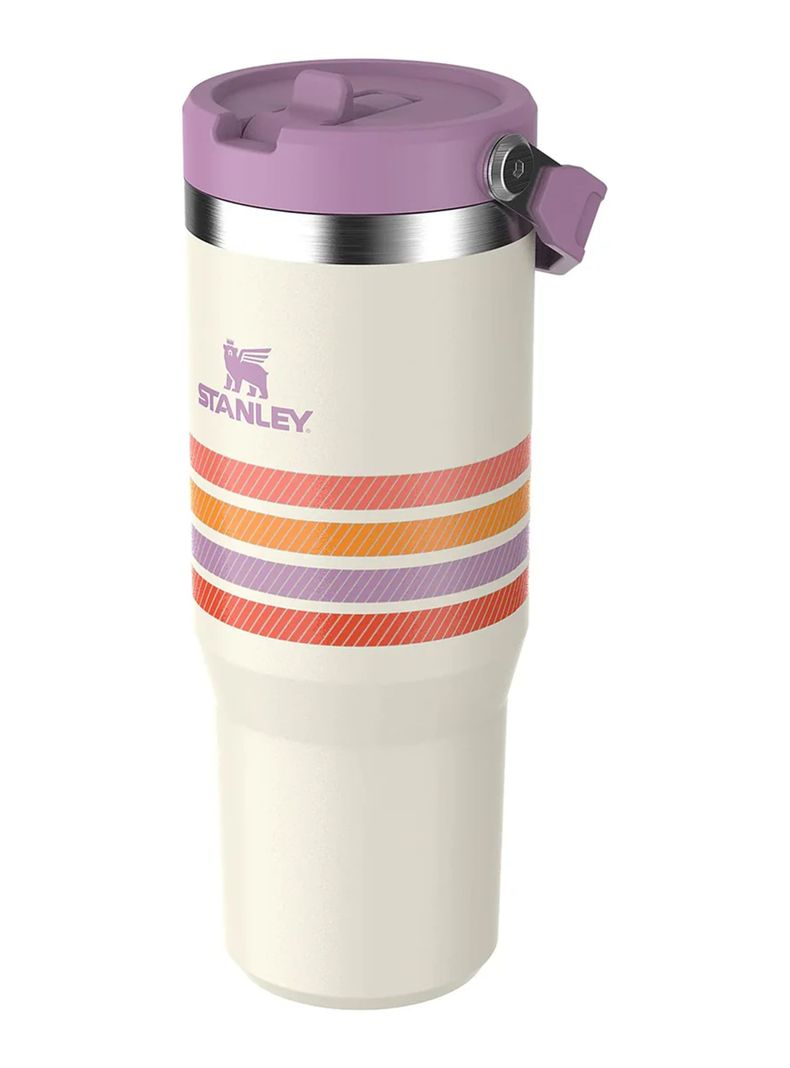 Botella Térmica Flip Straw Cream Lilac Stripe-1