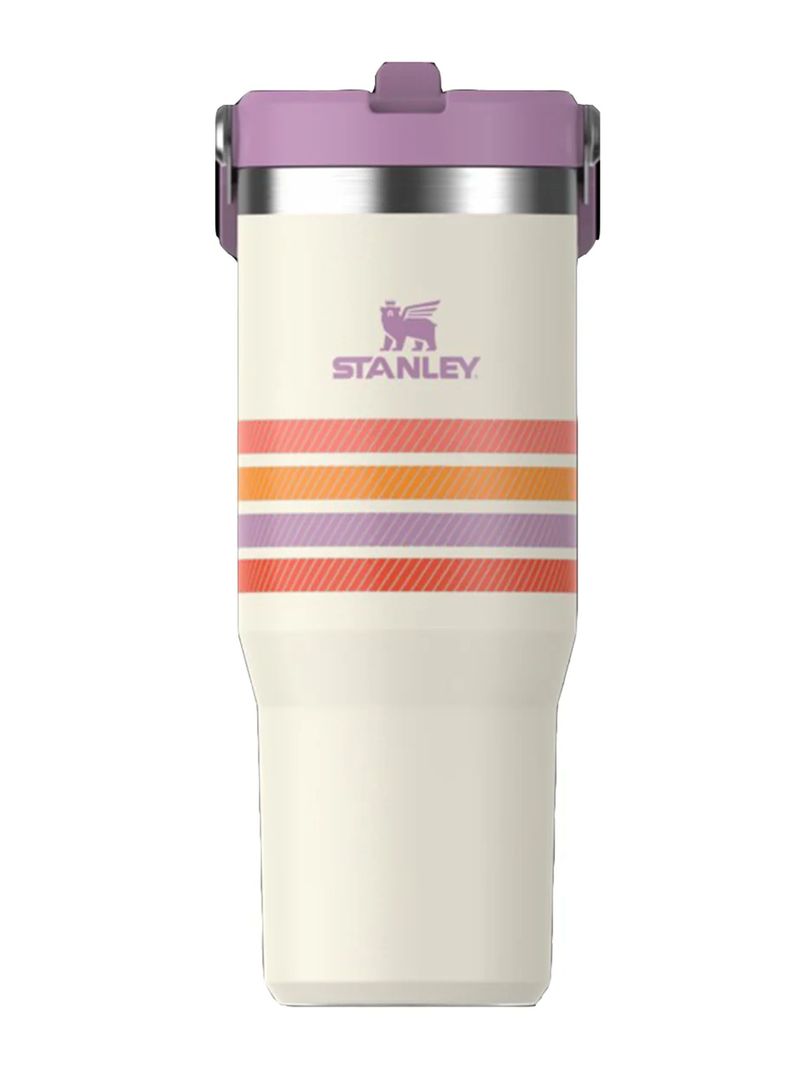 Botella Térmica Flip Straw Cream Lilac Stripe-0