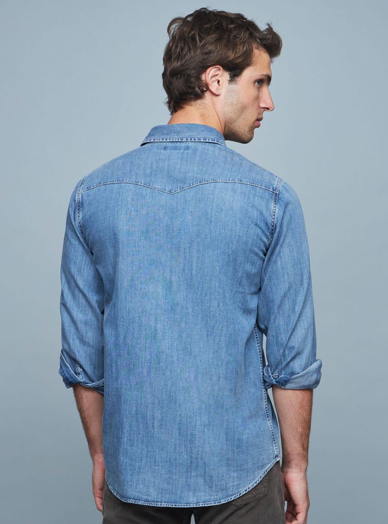 Camisa Casual Manga Larga Denim-1