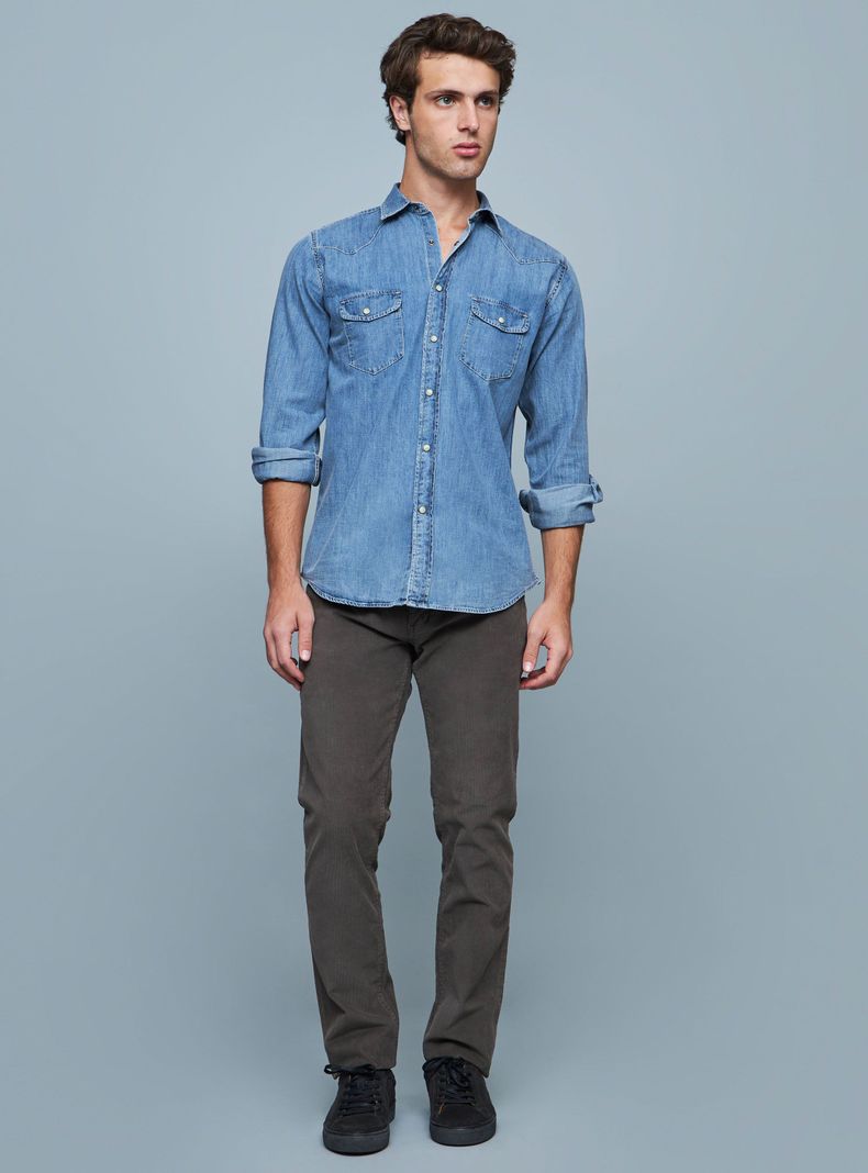 Camisa Casual Manga Larga Denim-3
