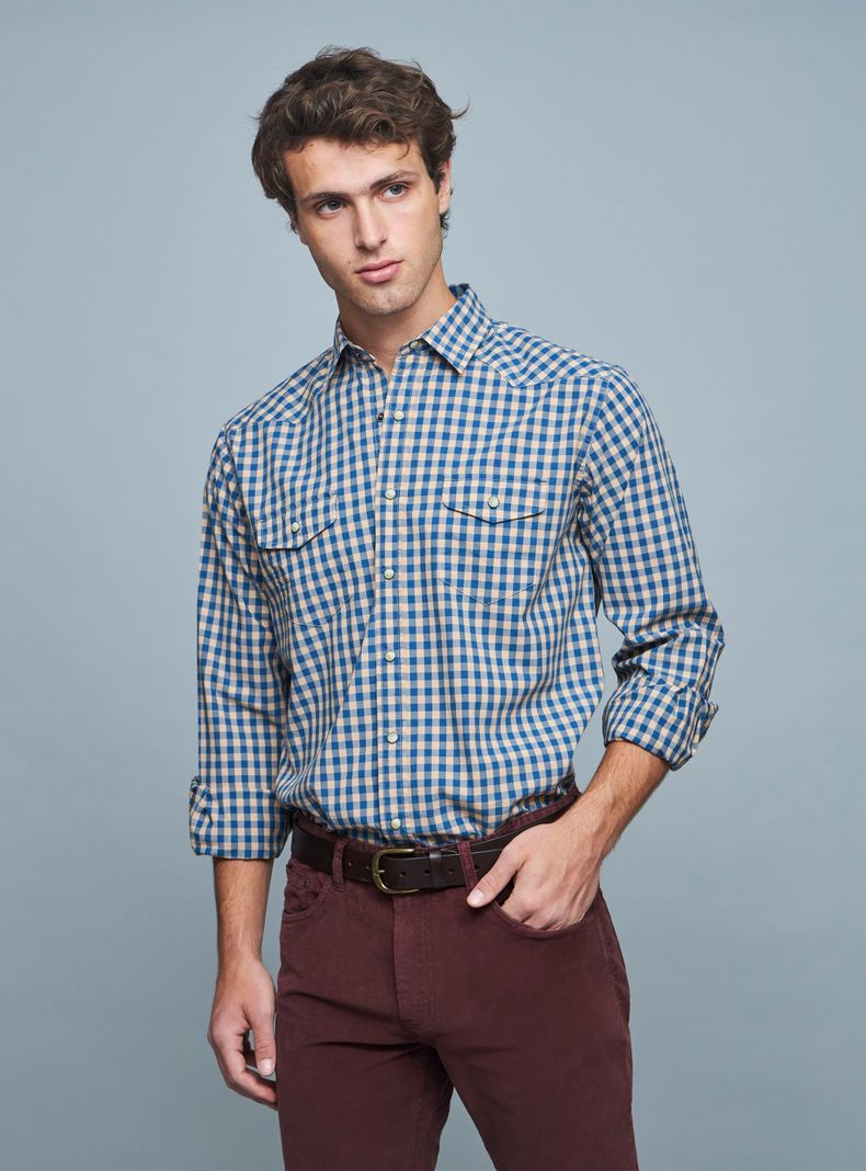 Camisa Bolsillos Frontales Casual-0