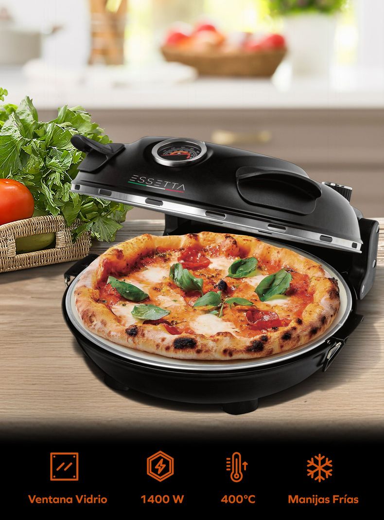 Horno Eléctrico para Pizza 1400W con Visor EK-001-4