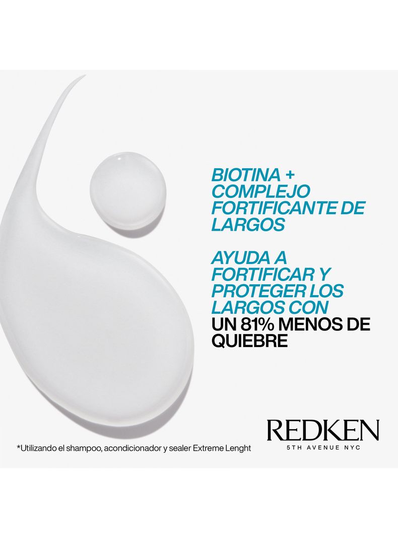 Set Fortalecedor de Largos Cabello Quebradizo Shampoo Extreme Length 300ml + One United 30ml Redken-2