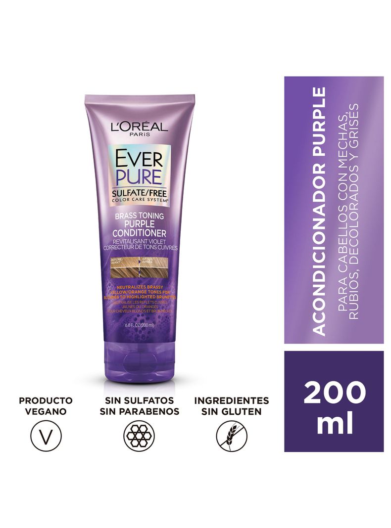 Acondicionador Ever pure Purple Brass Toning 200 ml-0