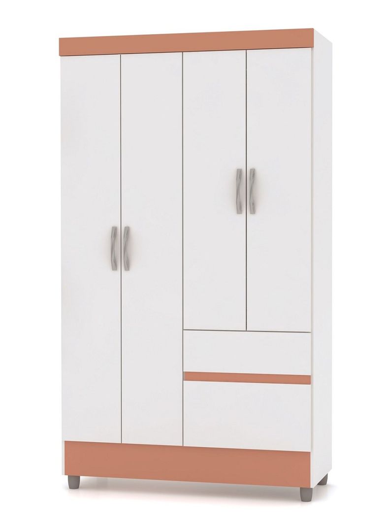 Clóset Ideal 4 Puertas 2 Cajones Blanco Rosa-0