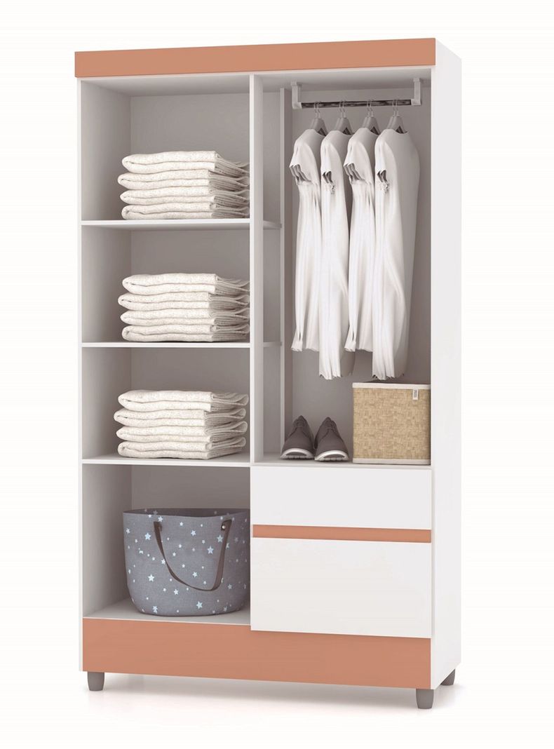 Clóset Ideal 4 Puertas 2 Cajones Blanco Rosa-2
