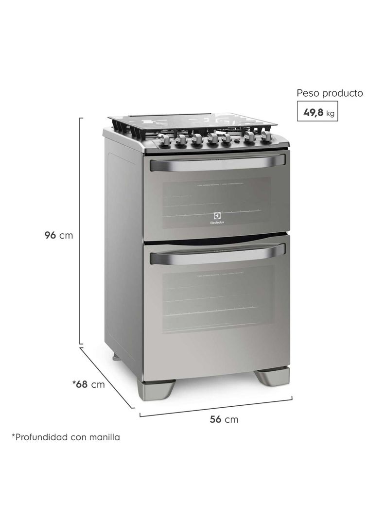 Cocina a Gas 4 Quemadores 56DXA Inox-1