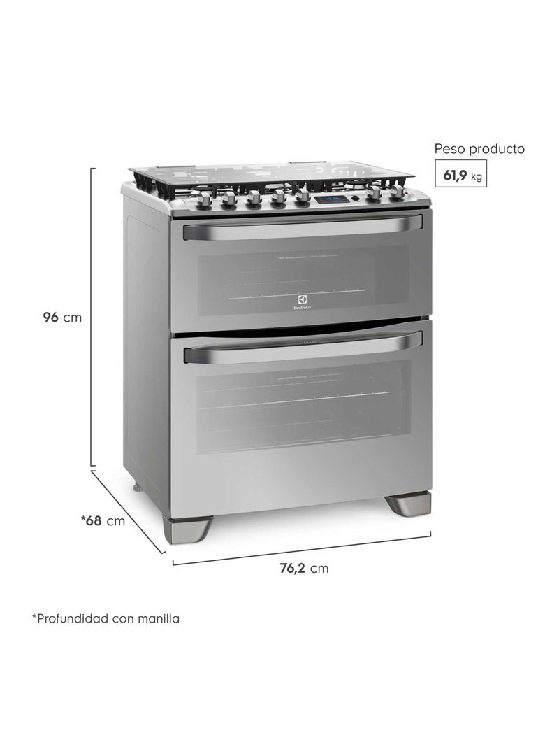 Cocina a Gas 5 Quemadores 76DXA Inox-1