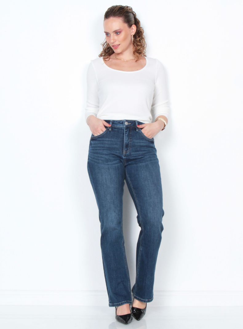 Jeans Recto Tiro Alto con Botón Regular Fit-3