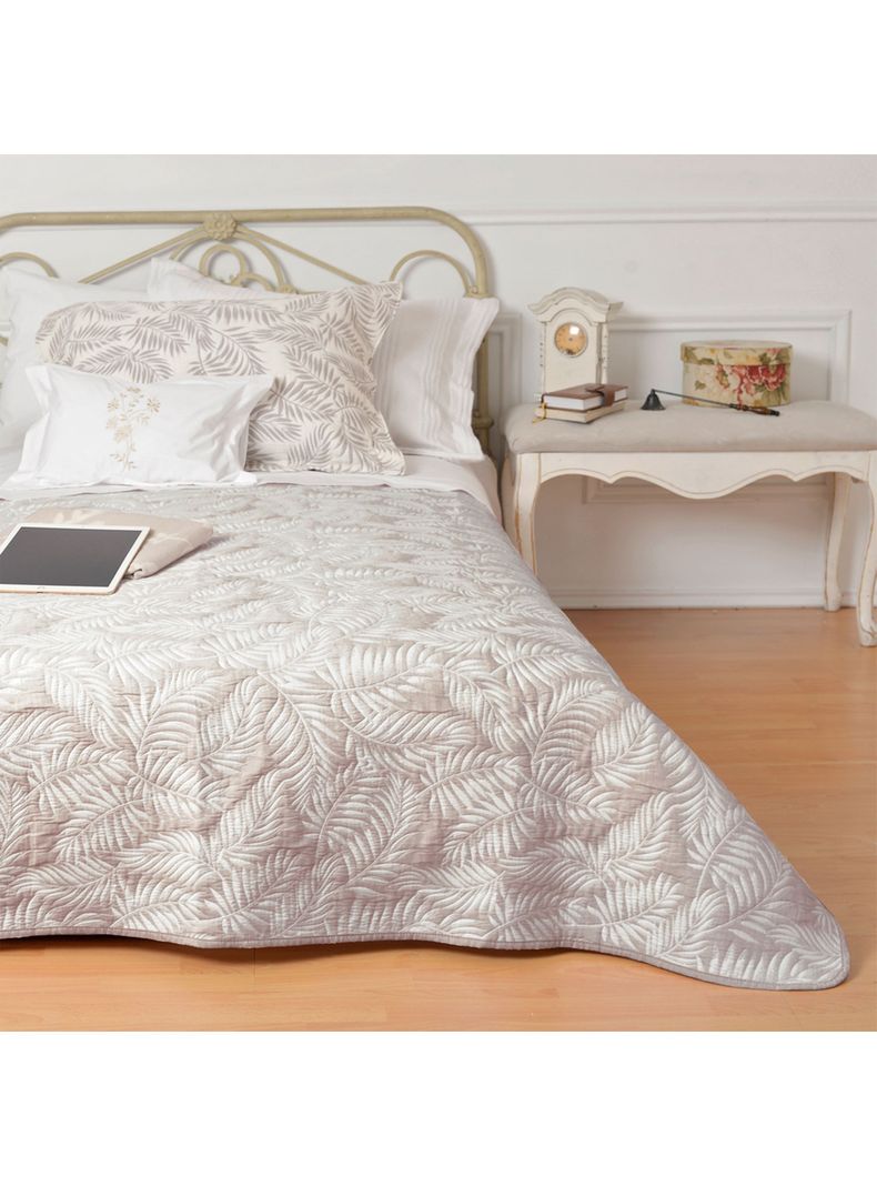 Cubrecama Jacquard Palm King Café-2
