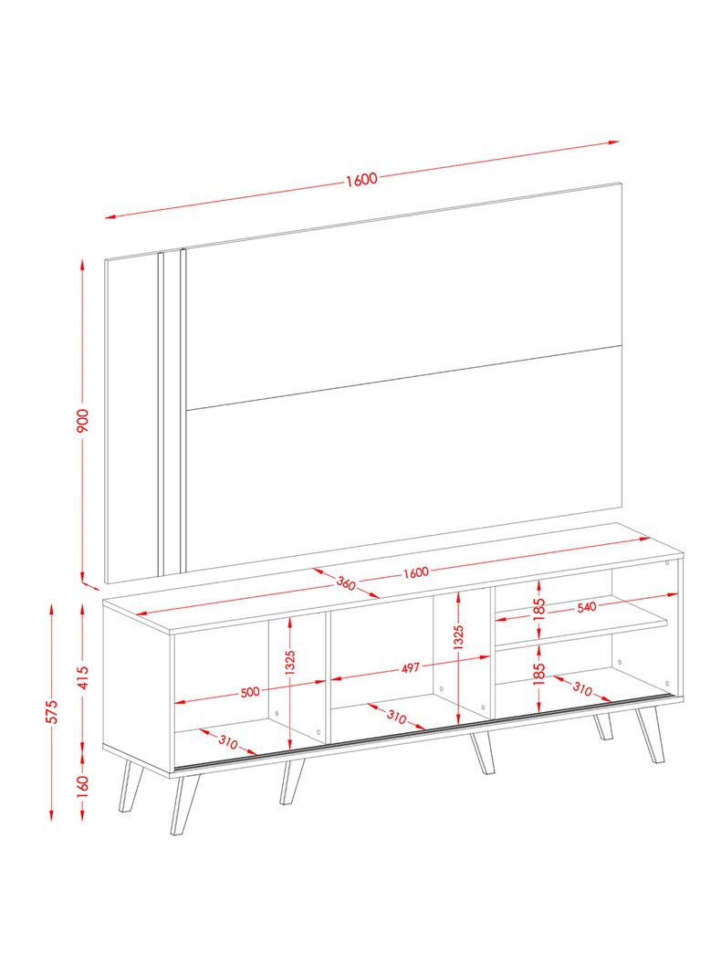 Rack + Panel TV 60" Cronos Fendi Natural-1