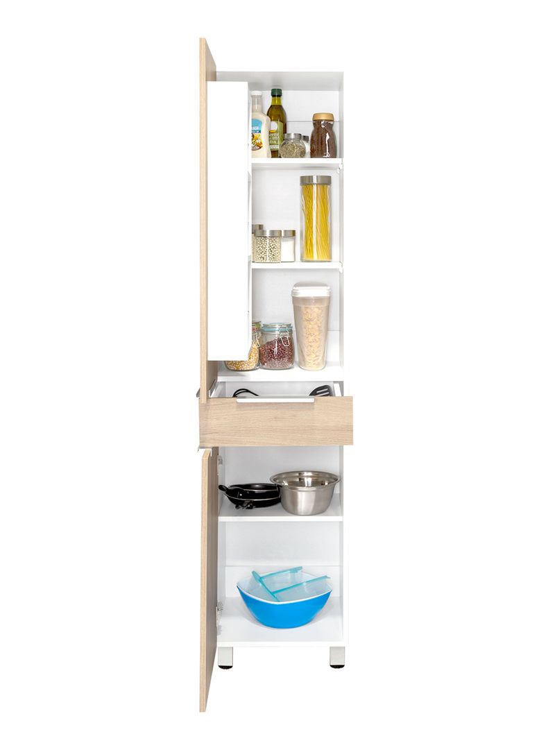 Despensa Cocina Melia 2 Puertas 1 Cajón Rovere Blanco-2