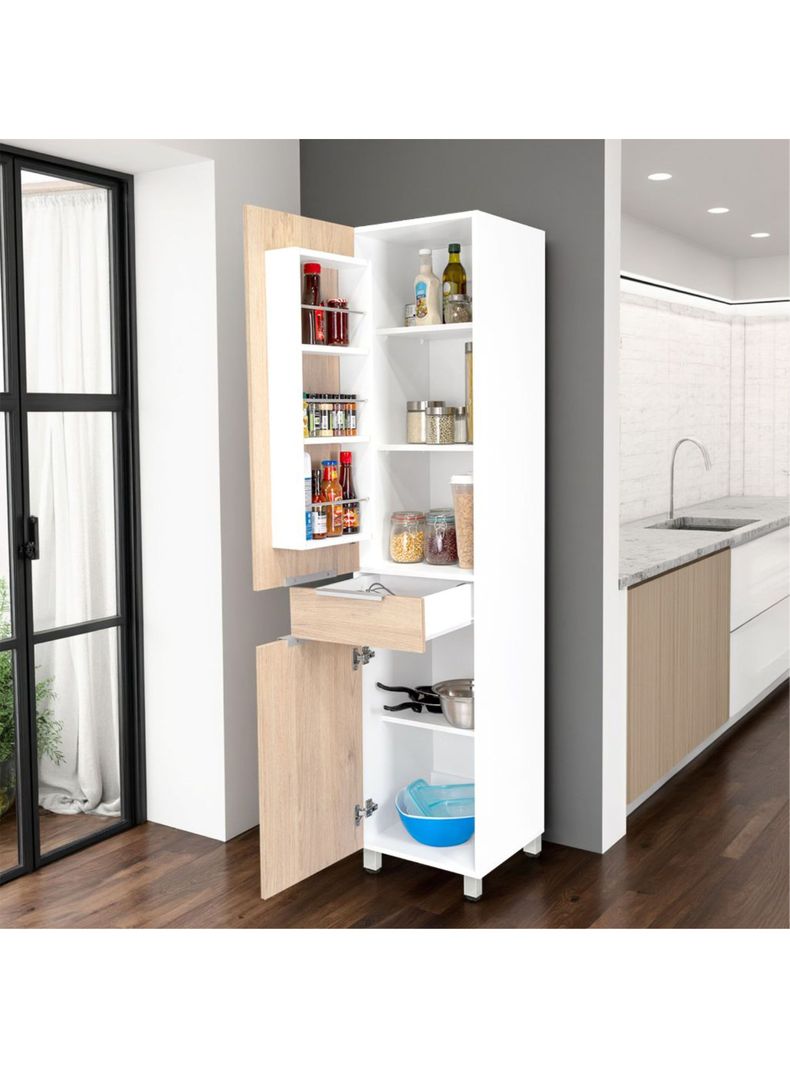 Despensa Cocina Melia 2 Puertas 1 Cajón Rovere Blanco-5
