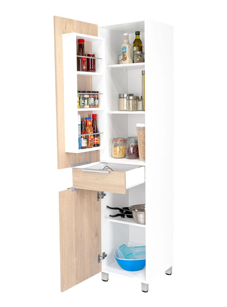 Despensa Cocina Melia 2 Puertas 1 Cajón Rovere Blanco-3