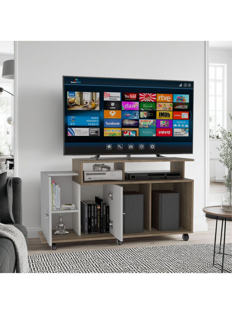 Rack TV 40" Valera 2 Puertas Miel Blanco-4