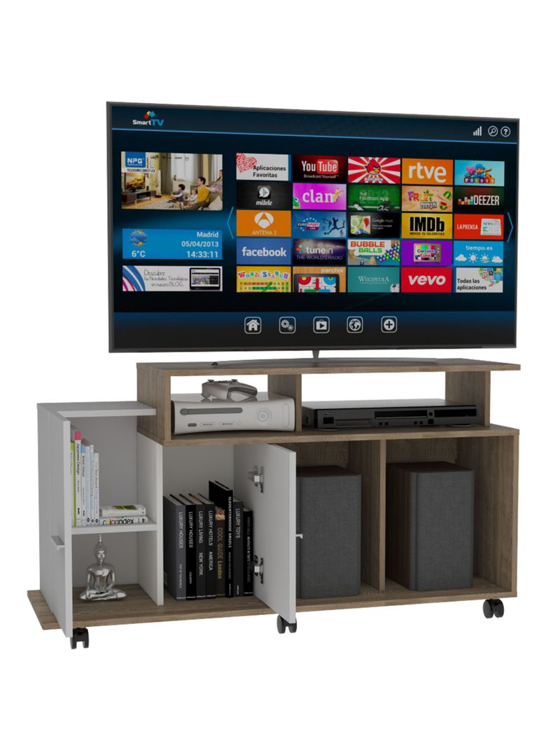 Rack TV 40" Valera 2 Puertas Miel Blanco-3