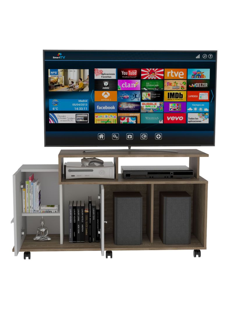 Rack TV 40" Valera 2 Puertas Miel Blanco-2