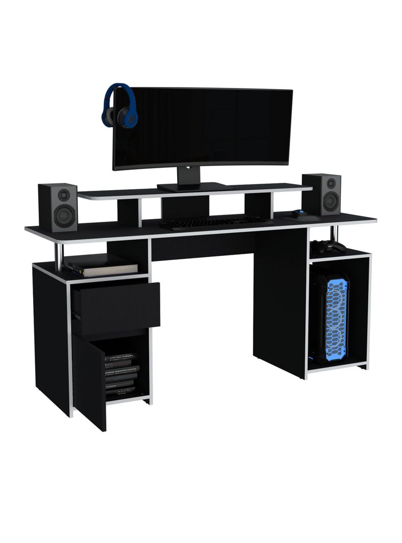 Escritorio Gamer Keria 1 Puerta 1 Cajón Wengue-4