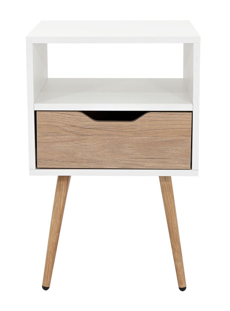 Velador Otom 1 Cajón Blanco Rovere