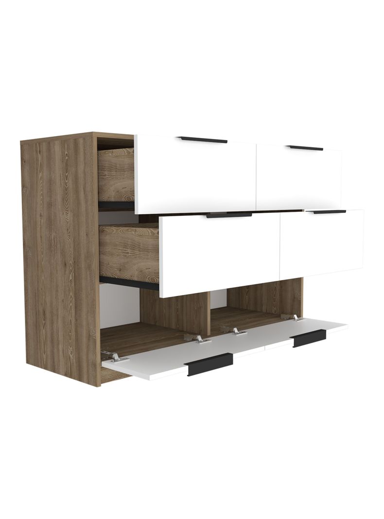 Cómoda Kaia 4 Cajones 2 Puertas Miel Blanco-2