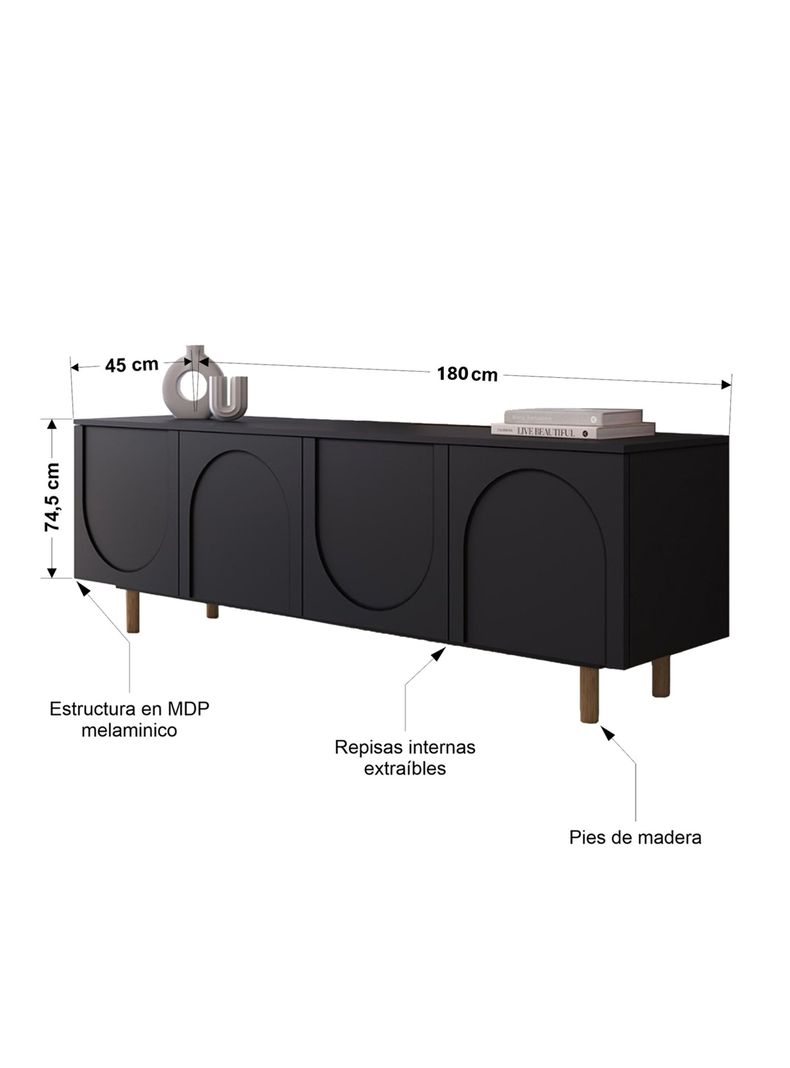 Rack TV 75" Arcos Negro-1