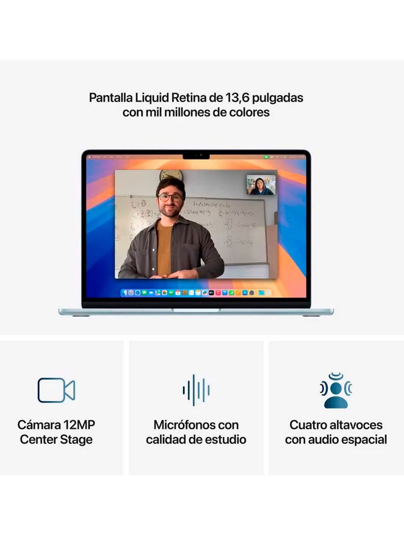 MacBook Air 13.6" Chip M4 CPU 10 Núcleos GPU 8 Núcleos 16GB RAM 256GB SSD Sky Blue-6