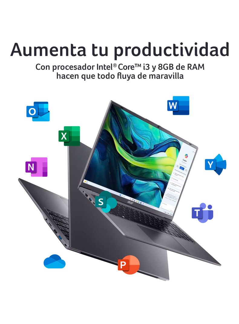 Notebook Aspire Lite AL16-31P-36HW-1 Intel Core i3 8 Núcleos 16GB RAM 512GB SSD 16" WUXGA-7