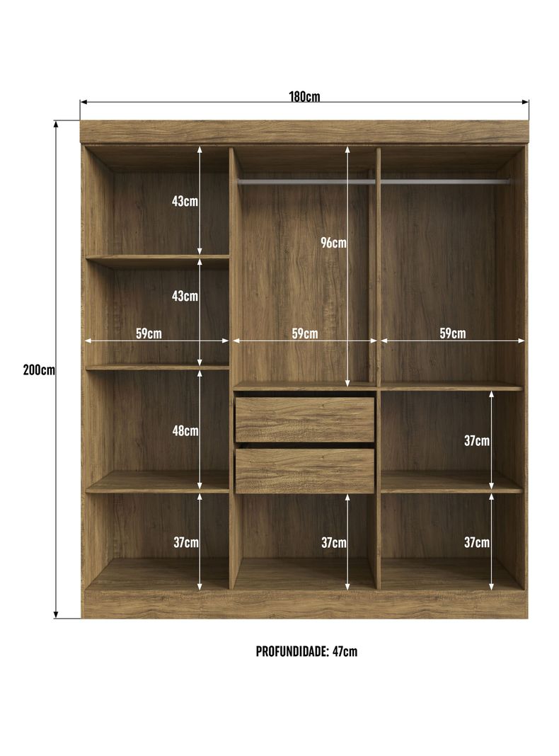 Clóset New Xangai 6 Puertas 2 Cajones Nuez Beige-1