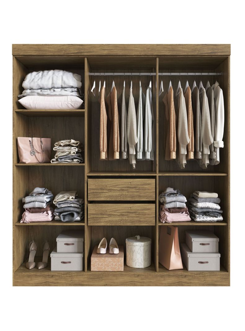 Clóset New Xangai 6 Puertas 2 Cajones Nuez Beige-2