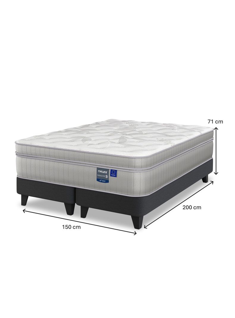 Cama Europea Paradise 2 Plazas Box Base Dividida + Set Colonia-1