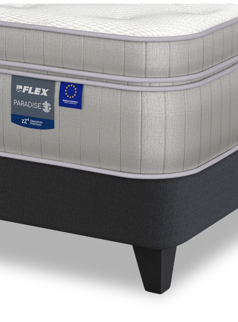 Cama Europea Paradise 2 Plazas Box Base Dividida + Respaldo Design Grafito + 2 Veladores Rover-3