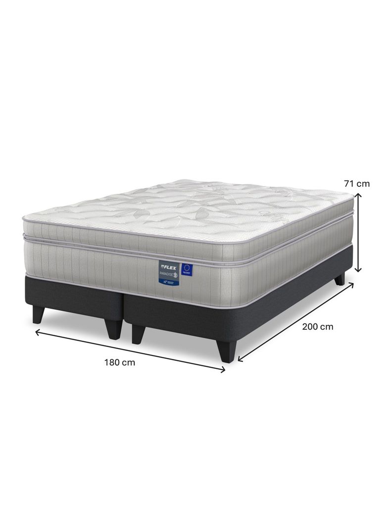 Cama Europea Paradise King + Respaldo Design Grafito + 2 Veladores Rover-1