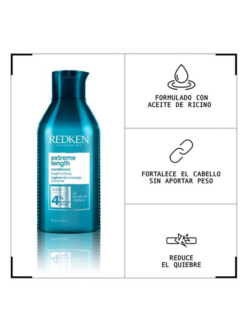 Acondicionador XL Fortalecedor de largos Cabello Quebradizo Extreme Length 500ml-2