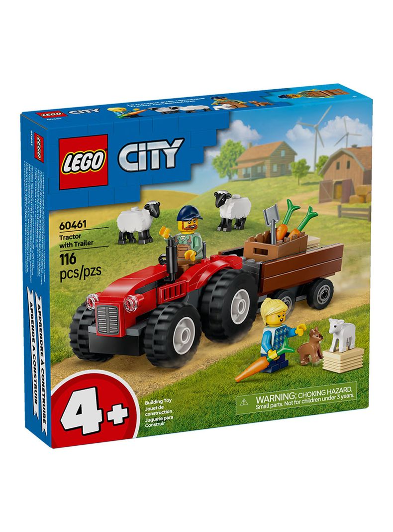Lego Tractor Rojo con Remolque y Oveja-0