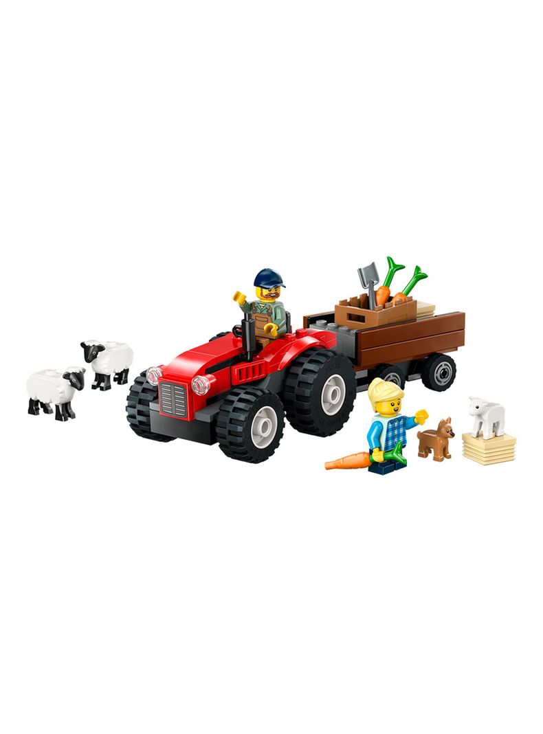 Lego Tractor Rojo con Remolque y Oveja-2