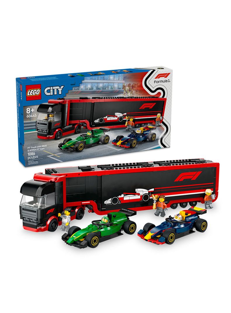 Lego Camión de F1 con Autos de F1 RB20 y AMR24-1