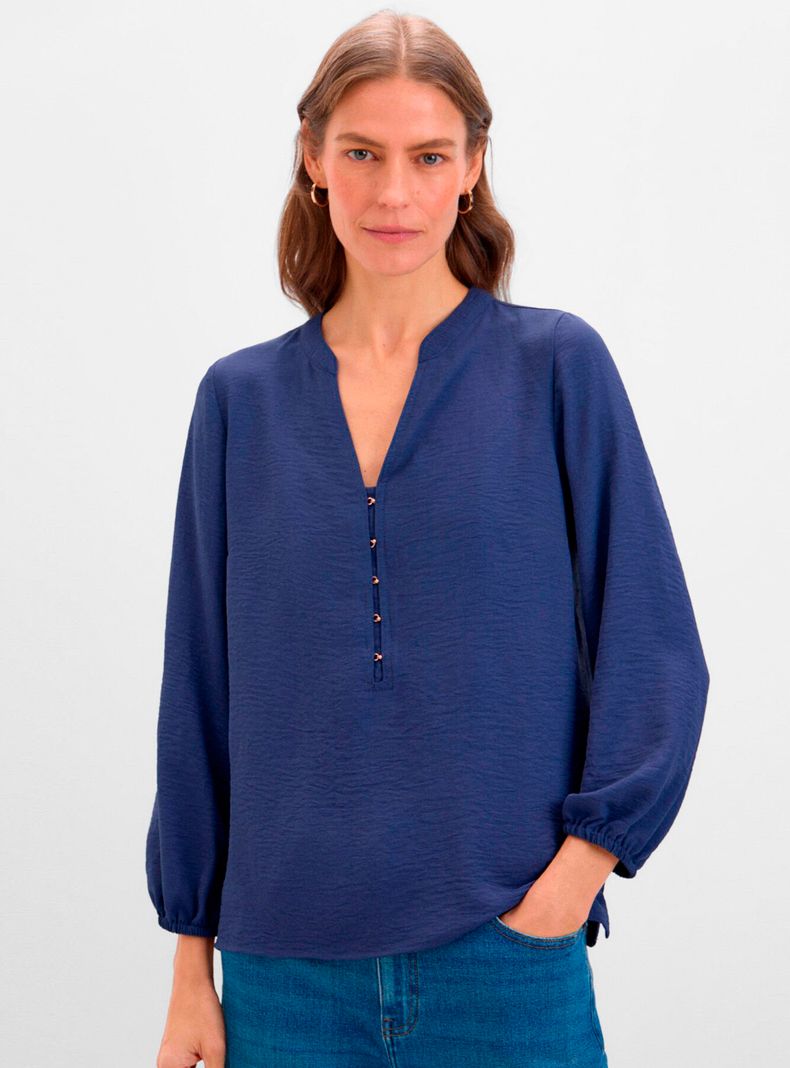 Blusa Cuello Mao Manga Larga